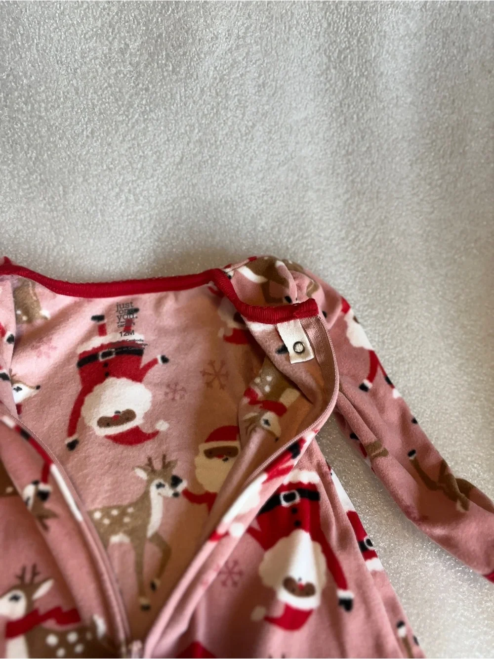 Carter’s Just On You Toddler Pink Reindeer & Santa Footed One-Piece